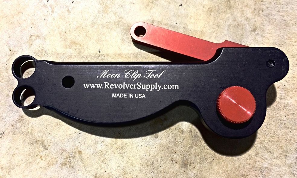 Laser Marked anodized aluminum Moon Clip Tool for The Revolver Supply Company of Mimbres, New Mexico